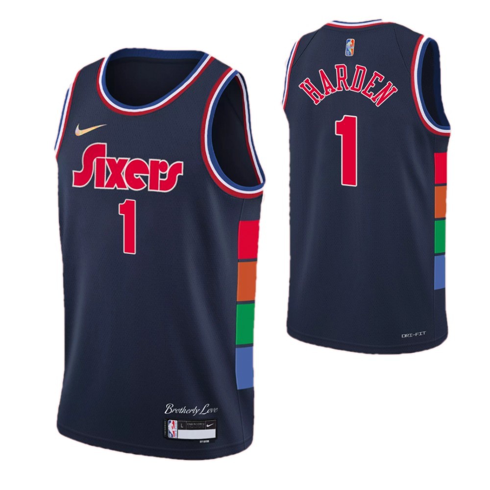 Men's Philadelphia 76ers James Harden #1 Navy 2021/22 Swingman NBA Jersey - City Edition-Pro Kit Vault | Brand New 26/27 Sports Jerseys